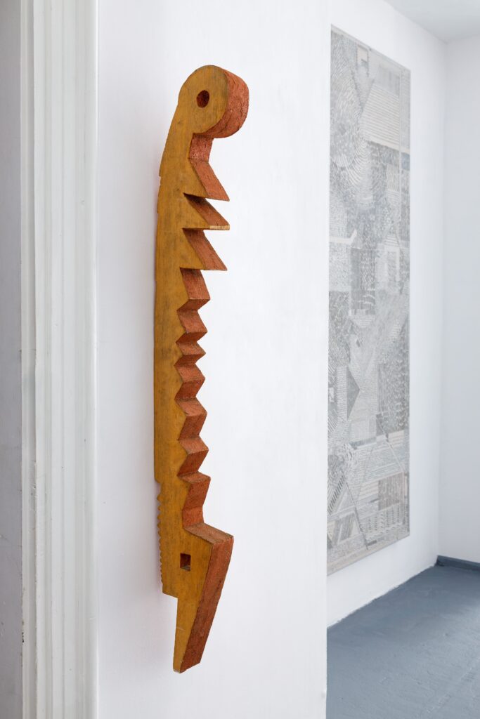 Angel wooden sculpture 130x21.5x7cm wooden sculpture 2002 Maciej Pęcak-min