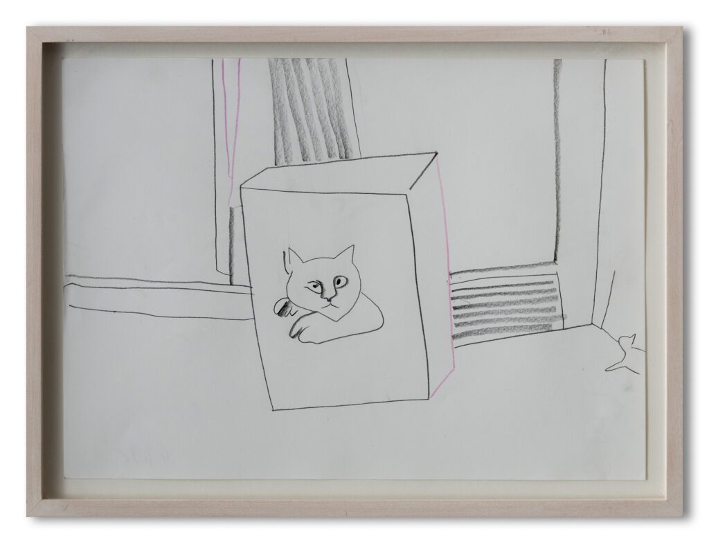 Gerlind Zeilner Schrödingers Katze drawing 24 x 33 cm framed 2023 (1)