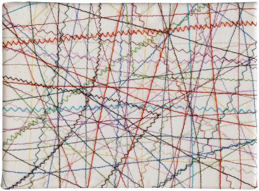 Marzena Nowak untitled, from the cycle of tailor's samples threads on the canvas 13 x 18 cm 2002