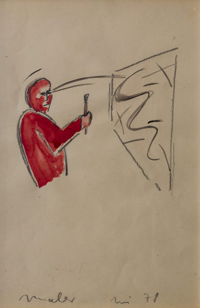 Helmut Middendorf Maler pencil, oil on paper 30 x 21 cm 1978