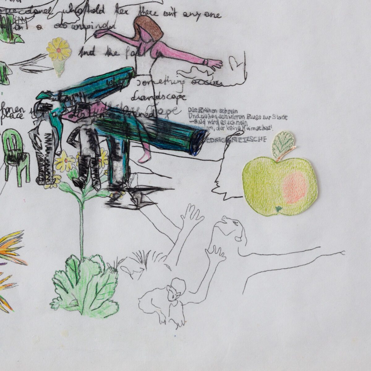 Isa Schmidlehner Rainer Maria Rilke (Madame Realism) mixed media, collage on paper 49,7 x 38,3 cm, 58 x 45 cm framed 2001 (1)