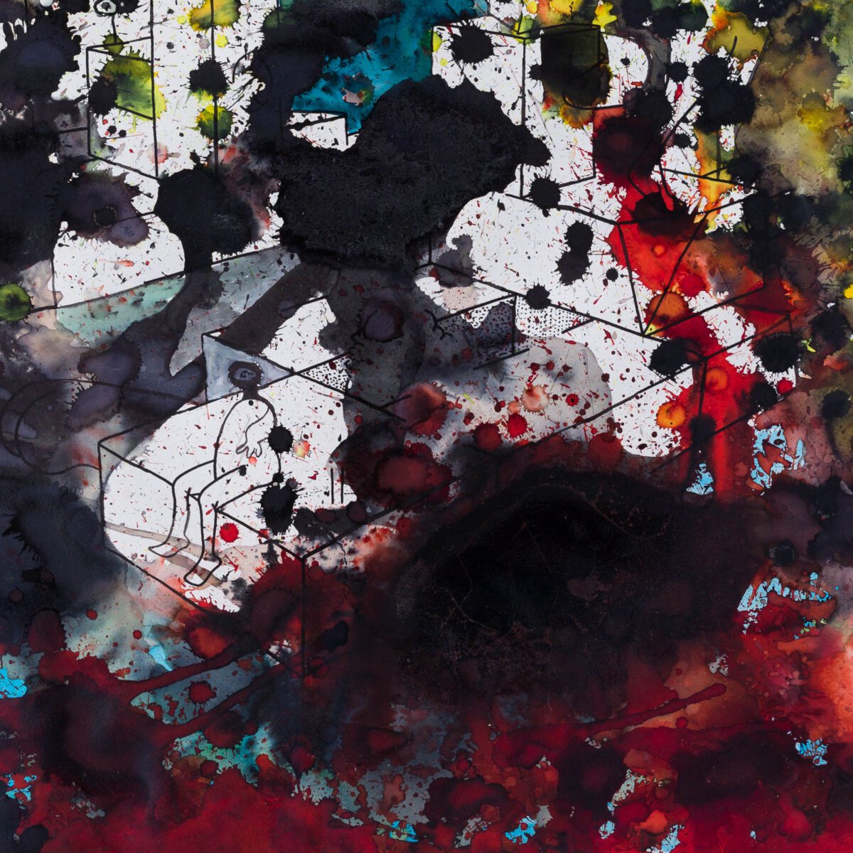 Stinking Dawn acrylic, watercolor, ink, chinese ink, pencil on silkscreen paper 100 x 70 cm 2019 (2)