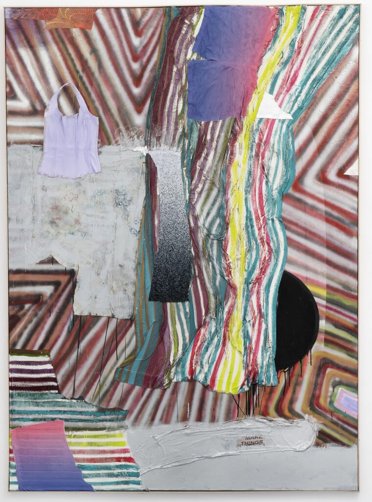 Tomek Barab Olbrzymska Giant woman 220 x 160 cm oil, acrylic, silicon, spray, fabric, leather, aluminum, oil marker 2018-2022