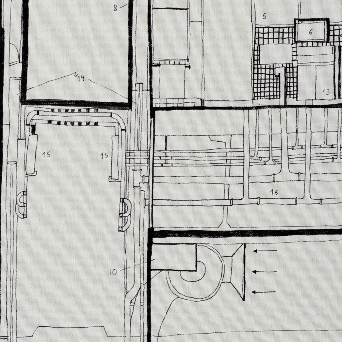 Dorota Buczkowska Obieg ink on canvas 50 x 40 cm 2005