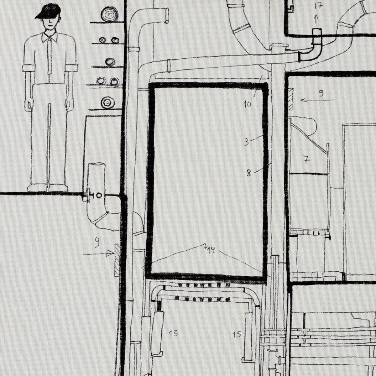 Dorota Buczkowska Obieg ink on canvas 50 x 40 cm 2005